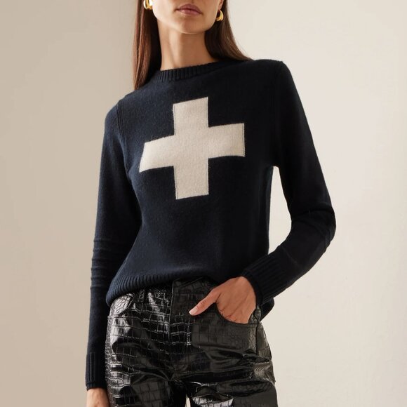 Cashmere Ski Race Knit Patrol Crewneck Sweater